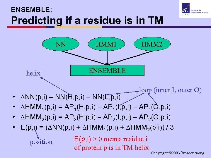 ENSEMBLE: Predicting if a residue is in TM NN helix • • HMM 1