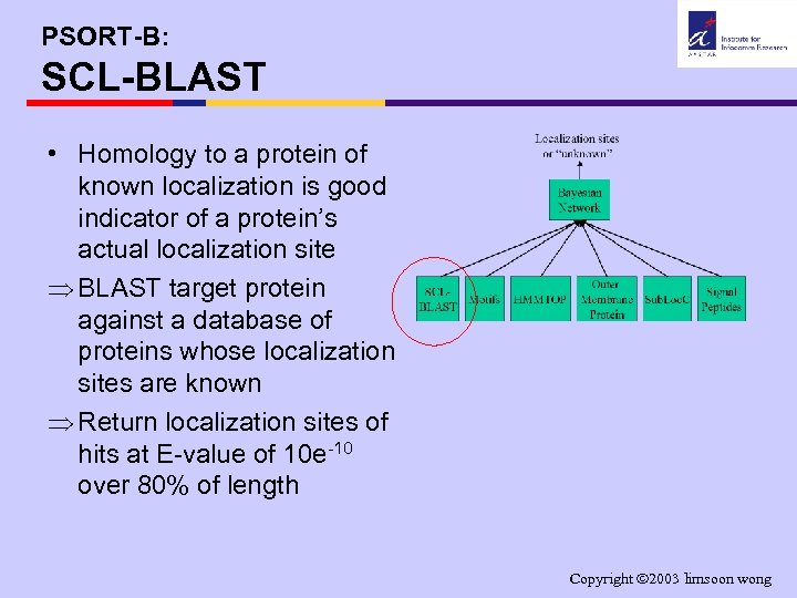 PSORT-B: SCL-BLAST • Homology to a protein of known localization is good indicator of