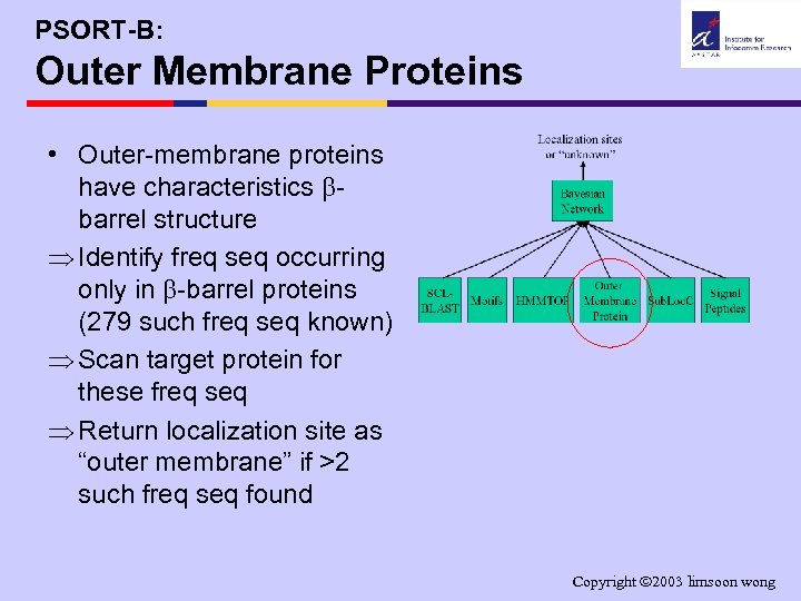 PSORT-B: Outer Membrane Proteins • Outer-membrane proteins have characteristics barrel structure Þ Identify freq