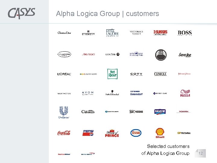 Alpha Logica Group | customers Selected customers of Alpha Logica Group 12 