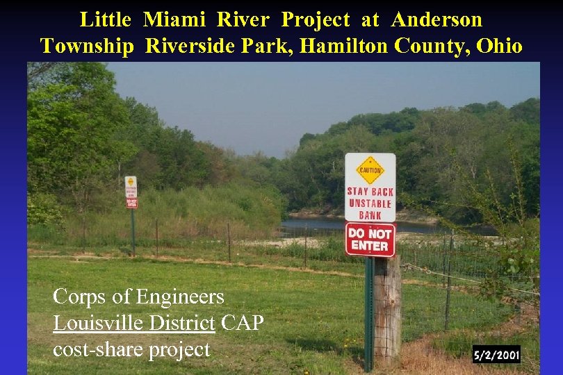 Little Miami River Project at Anderson Township Riverside Park, Hamilton County, Ohio Corps of