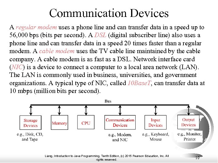 Communication Devices A regular modem uses a phone line and can transfer data in