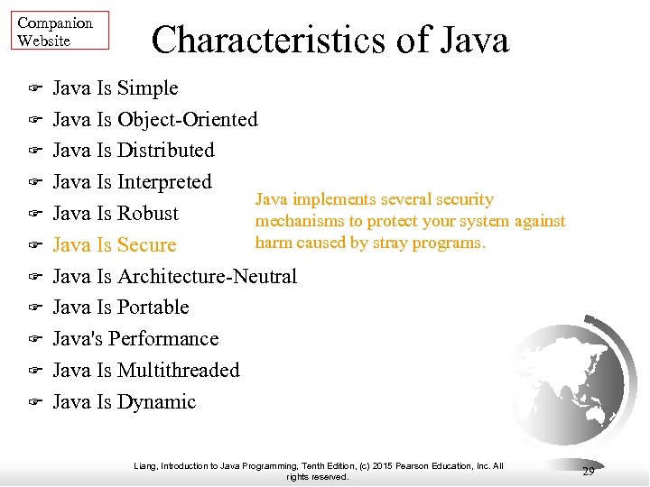 Companion Website Characteristics of Java Is Simple Java Is Object-Oriented Java Is Distributed Java