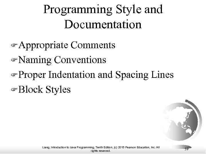 Programming Style and Documentation Appropriate Comments Naming Conventions Proper Indentation and Spacing Lines Block