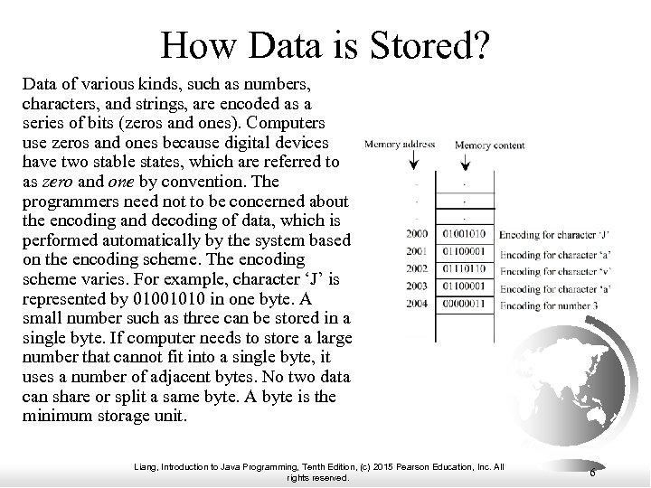 How Data is Stored? Data of various kinds, such as numbers, characters, and strings,