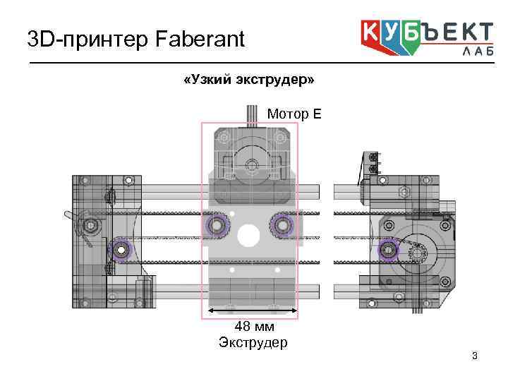 3 D-принтер Faberant «Узкий экструдер» Мотор Е 48 мм Экструдер 3 