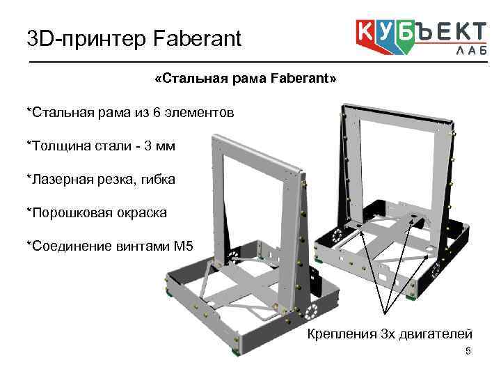 3 D-принтер Faberant «Стальная рама Faberant» *Стальная рама из 6 элементов *Толщина стали -