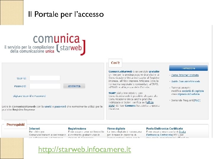 Il Portale per l’accesso http: //starweb. infocamere. it 