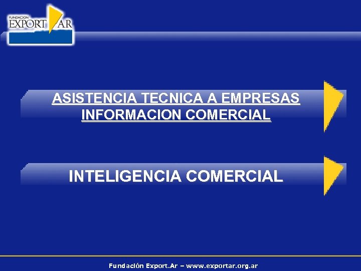 ASISTENCIA TECNICA A EMPRESAS INFORMACION COMERCIAL INTELIGENCIA COMERCIAL Fundación Export. Ar – www. exportar.