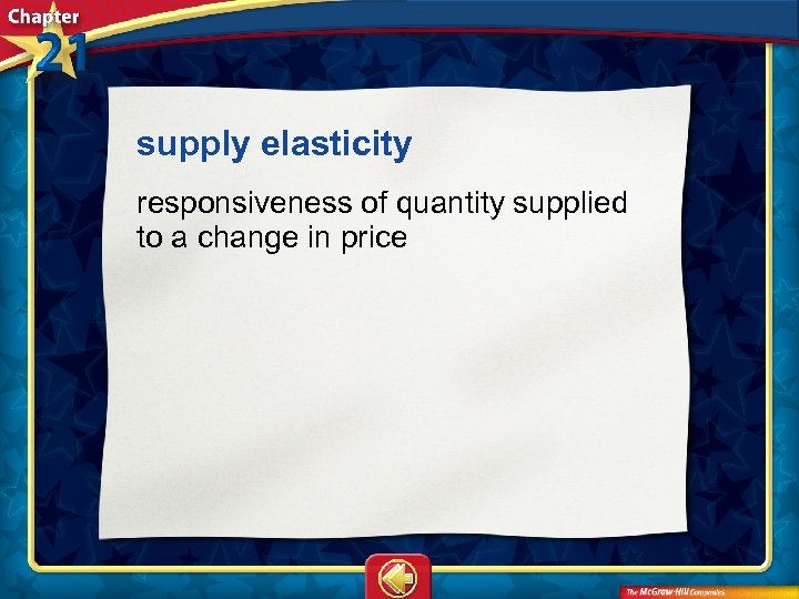 supply elasticity  responsiveness of quantity supplied to a change in price 