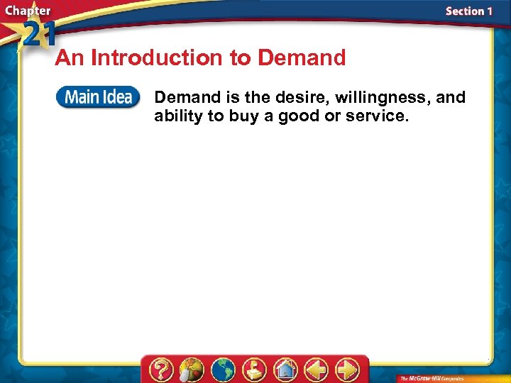 An Introduction to Demand is the desire, willingness, and ability to buy a good