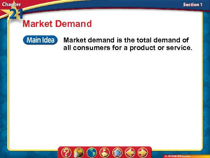 Market Demand Market demand is the total demand of all consumers for a product