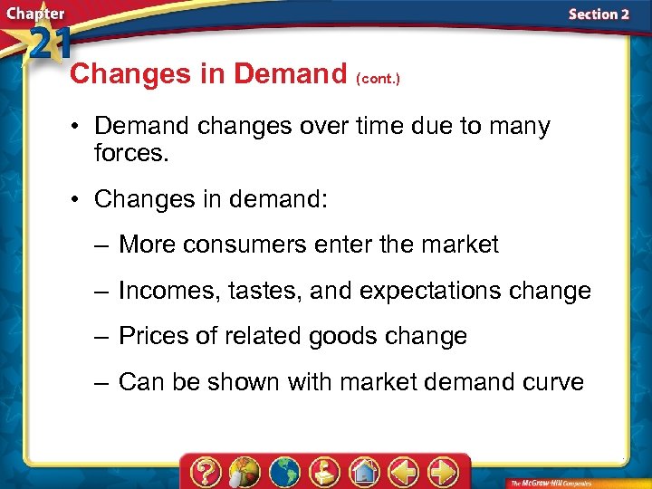 Changes in Demand (cont. ) • Demand changes over time due to many forces.