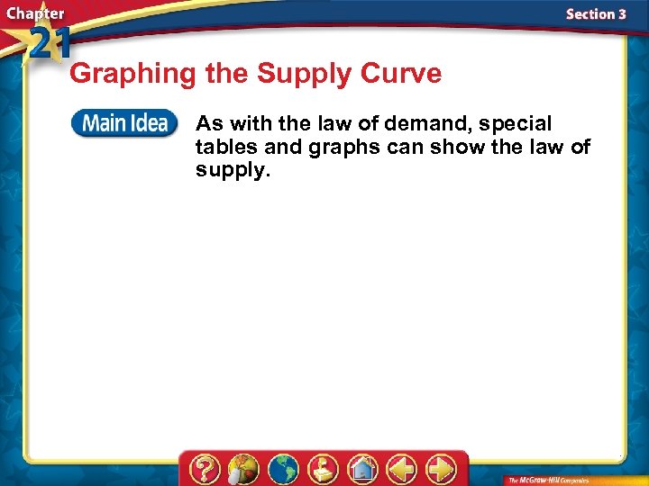 Graphing the Supply Curve As with the law of demand, special tables and graphs