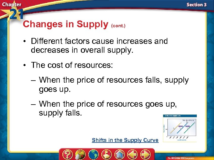 Changes in Supply (cont. ) • Different factors cause increases and decreases in overall