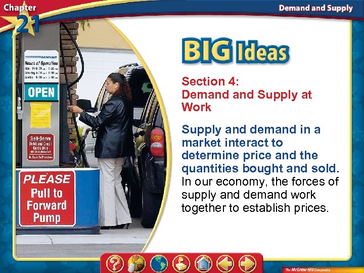 Section 4: Demand Supply at Work Supply and demand in a market interact to