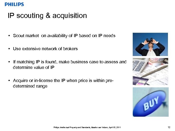 IP scouting & acquisition • Scout market on availability of IP based on IP