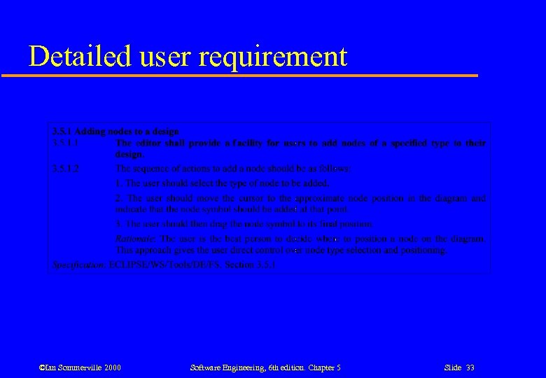 Detailed user requirement ©Ian Sommerville 2000 Software Engineering, 6 th edition. Chapter 5 Slide