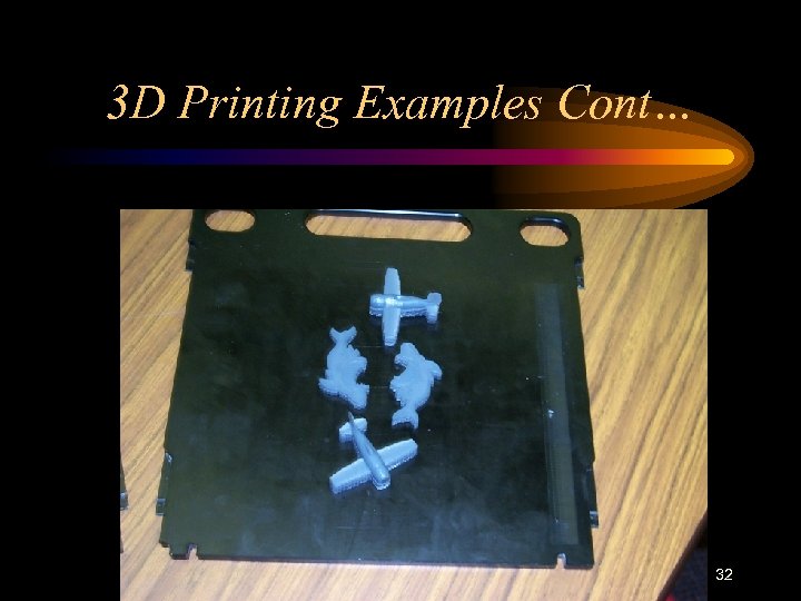 3 D Printing Examples Cont… 32 