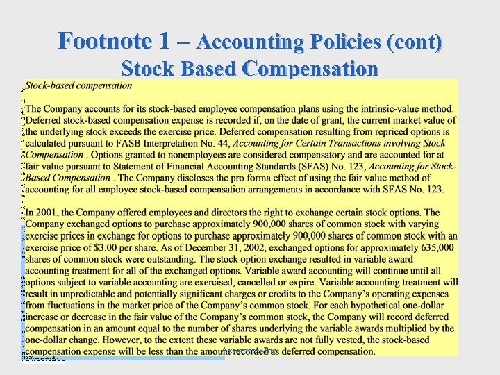 Footnote 1 – Accounting Policies (cont) Stock Based Compensation Axiomate, Inc. 