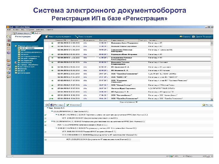 Система электронного документооборота Регистрация ИП в базе «Регистрация» 
