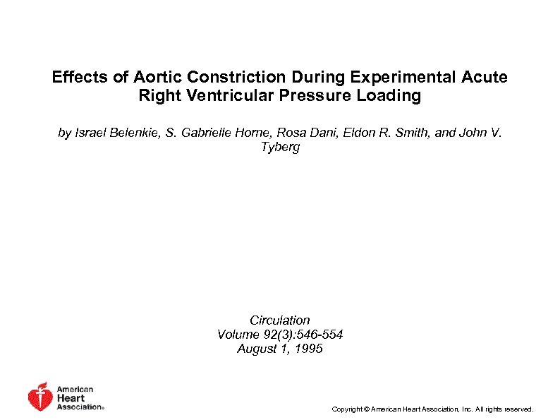 Effects of Aortic Constriction During Experimental Acute Right Ventricular Pressure Loading by Israel Belenkie,