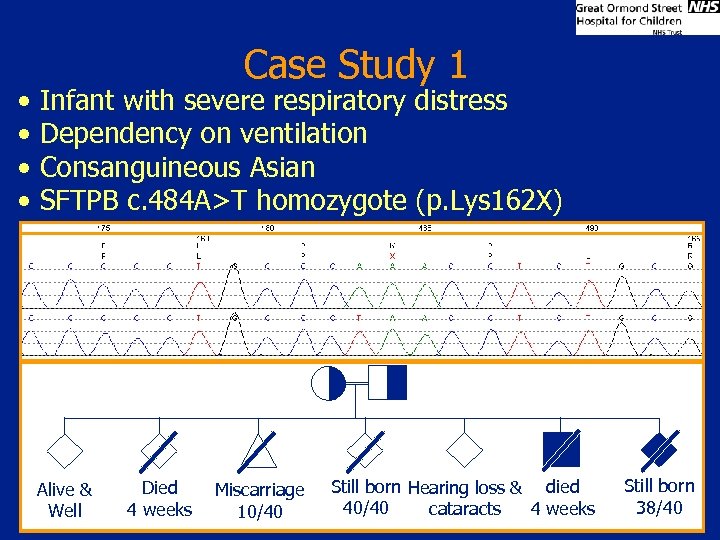  • • Case Study 1 Infant with severe respiratory distress Dependency on ventilation