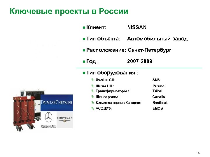 Ключевые проекты в России ● Клиент: NISSAN ● Тип объекта: Автомобильный завод ● Расположение: