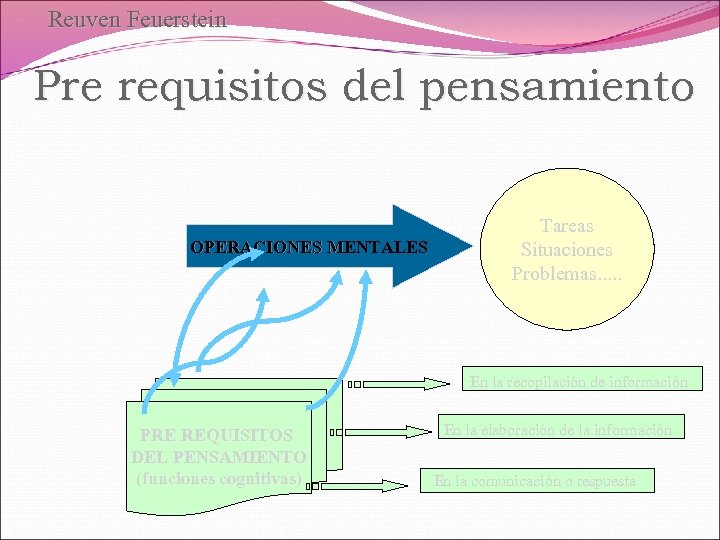 Reuven Feuerstein Pre requisitos del pensamiento OPERACIONES MENTALES Tareas Situaciones Problemas. . . En