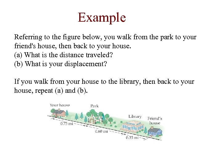 Example Referring to the figure below, you walk from the park to your friend's