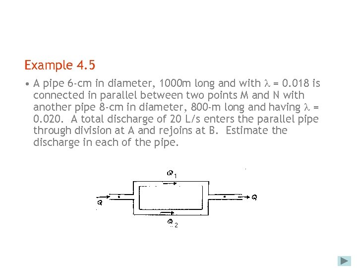 Example 4. 5 • A pipe 6 -cm in diameter, 1000 m long and