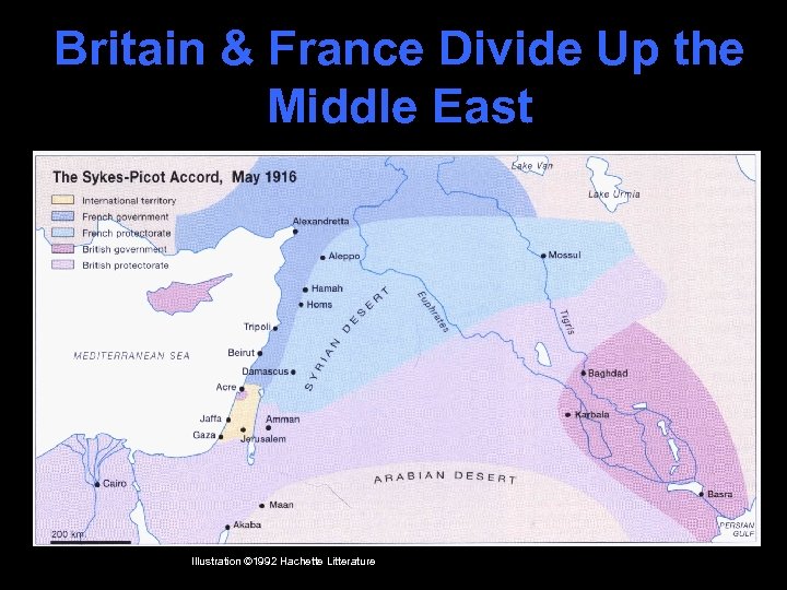 Britain & France Divide Up the Middle East Illustration © 1992 Hachette Litterature 