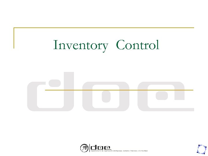 Inventory Control 