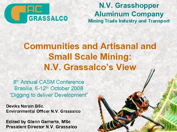 N. V. Grasshopper Aluminum Company Mining Trade Industry and Transport Communities and Artisanal and