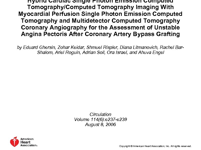 Hybrid Cardiac Single Photon Emission Computed Tomography/Computed Tomography Imaging With Myocardial Perfusion Single Photon