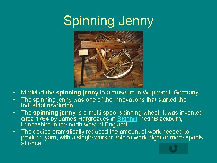 Spinning Jenny • Model of the spinning jenny in a museum in Wuppertal, Germany.