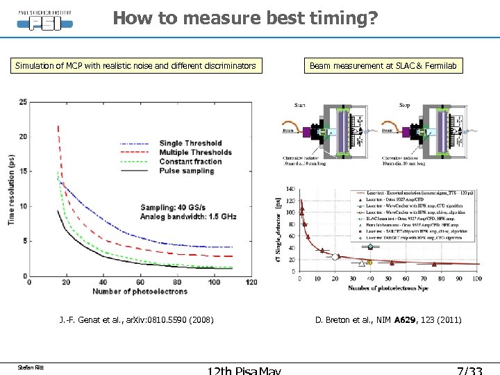 How to measure best timing? Simulation of MCP with realistic noise and different discriminators