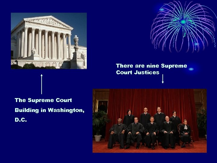 There are nine Supreme Court Justices The Supreme Court Building in Washington, D. C.