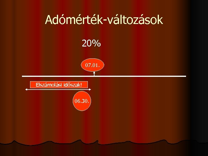 Adómérték-változások 20% 07. 01. Elszámolási időszak! 06. 30. 