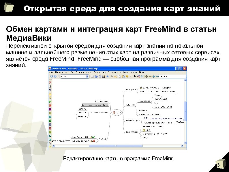 Открытая среда для создания карт знаний Обмен картами и интеграция карт Free. Mind в