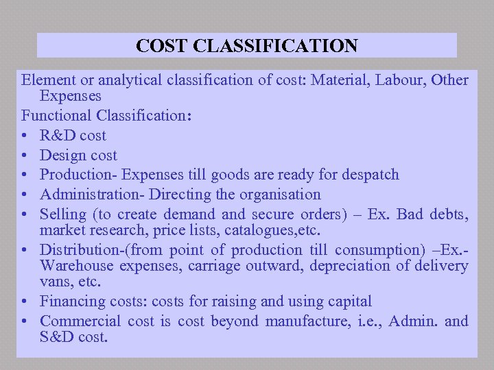 executional cost drivers examples