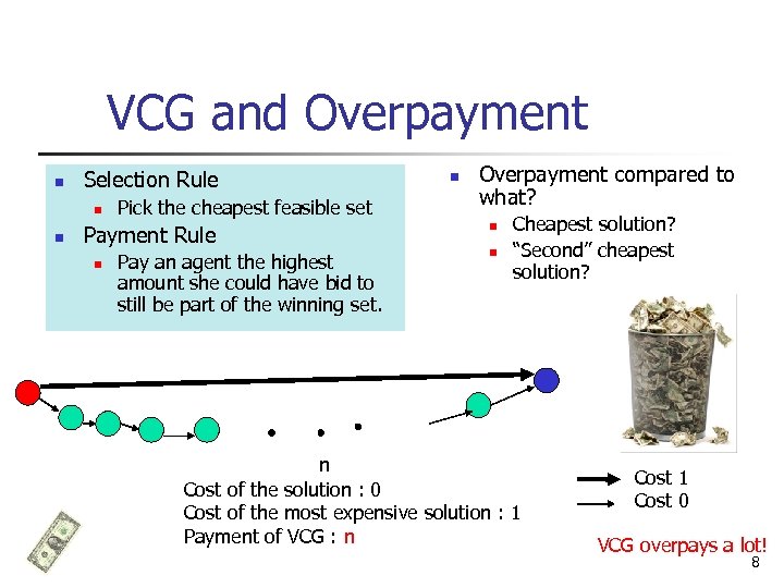 VCG and Overpayment n Selection Rule n n Pick the cheapest feasible set Payment