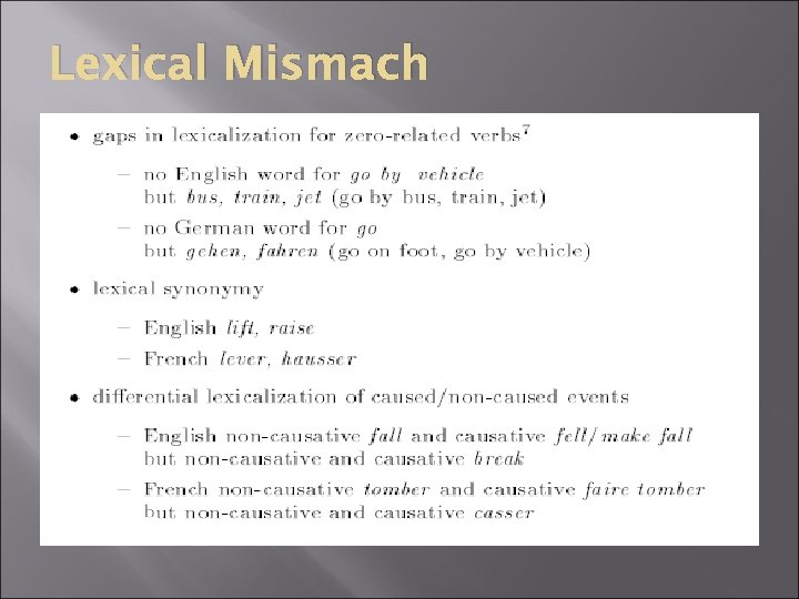 Lexical Mismach 