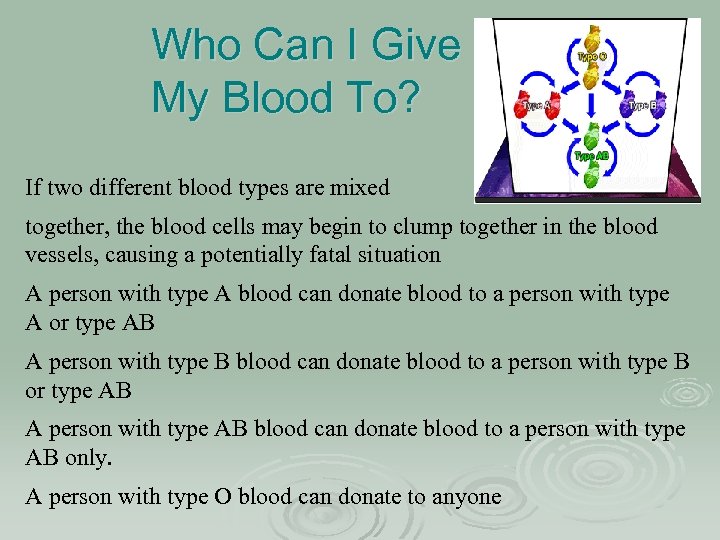 Who Can I Give My Blood To? If two different blood types are mixed