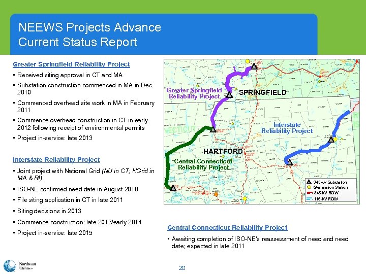 NEEWS Projects Advance Current Status Report Greater Springfield Reliability Project • Received siting approval