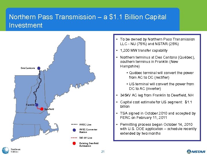 Northern Pass Transmission – a $1. 1 Billion Capital ´ Investment • To be