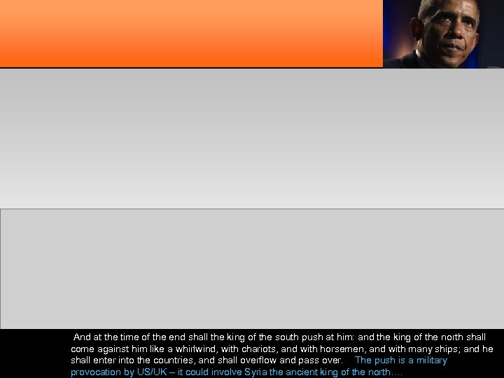 And at the time of the end shall the king of the south push