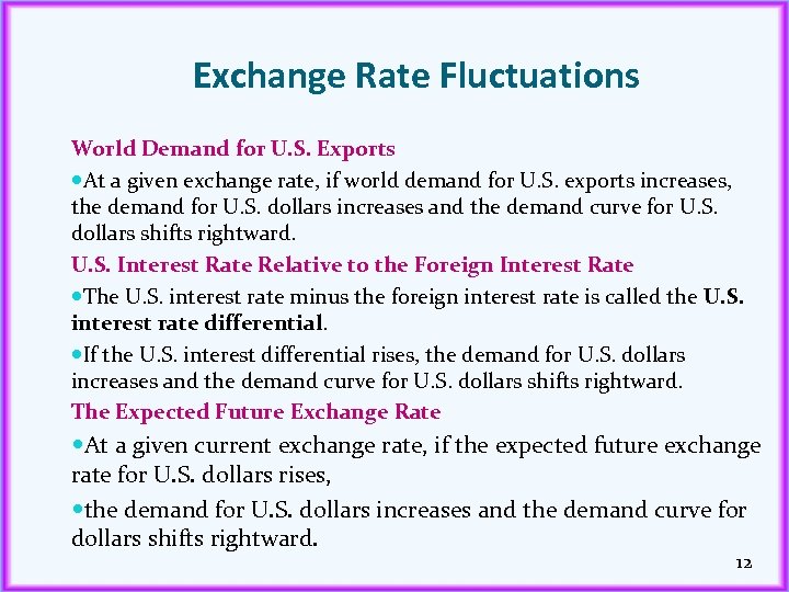 Exchange Rate Fluctuations World Demand for U. S. Exports At a given exchange rate,