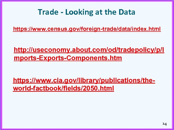 Trade - Looking at the Data https: //www. census. gov/foreign-trade/data/index. html http: //useconomy. about.