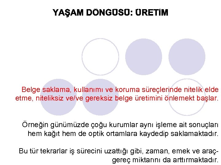 Belge saklama, kullanımı ve koruma süreçlerinde nitelik elde etme, niteliksiz ve/ve gereksiz belge üretimini